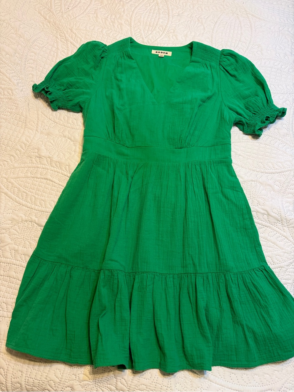 Boden Anna Double cloth Bright Green V-Neck Dress